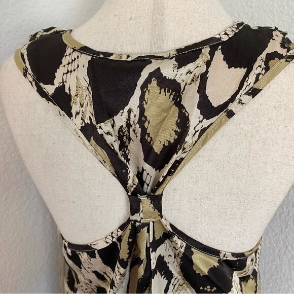 NWT  Vertigo Animal Print V Neck Ruffle Sleeveless Ruche Waist Halter Size M - Picture 5 of 12